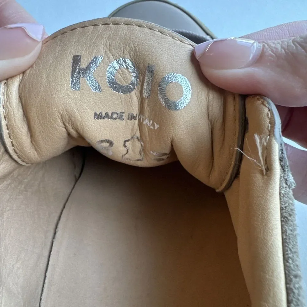 KOIO Capri Men's Low Top Sneakers Size 38 Italy Leather Shoes Taupe Tan Perfect